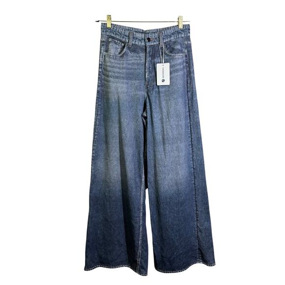 ANOTHERCHILL Jeans Medium Sweatpants Faux Denim Wide Leg Front Zipper & Pockets - Picture 2 of 16